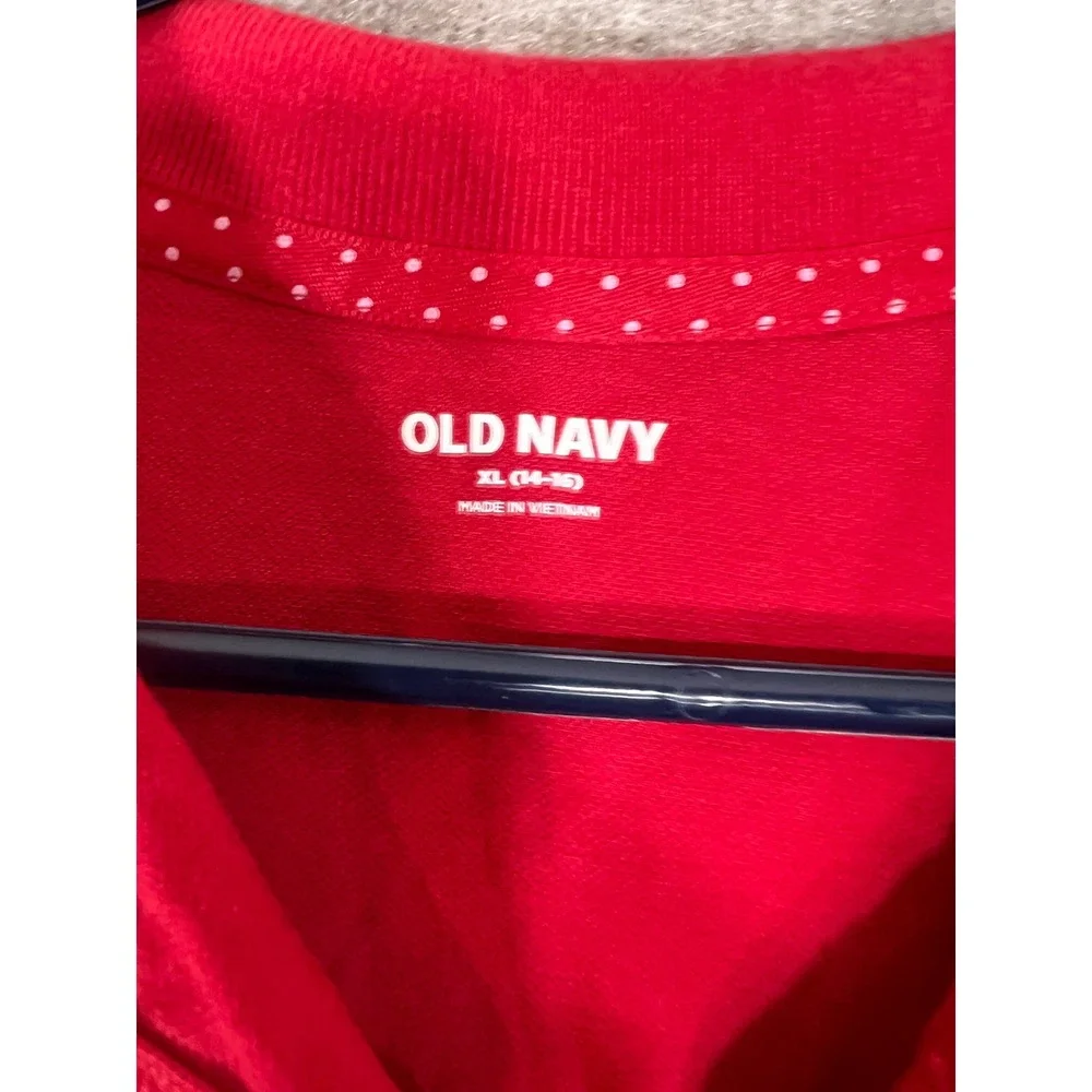 Old Navy Polo Shirt Girls XL 14-16 Red Long Sleeve Pique School Uniform Preppy